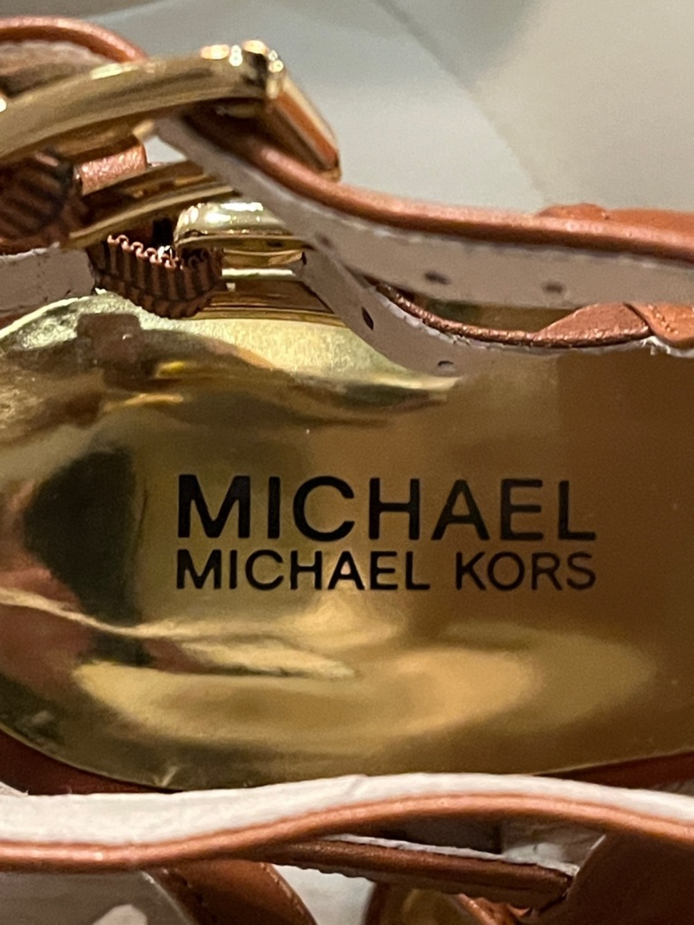 Michael Kors Cognac Leather High-Heel Sandals Size 8.5 - Picture 2 of 10